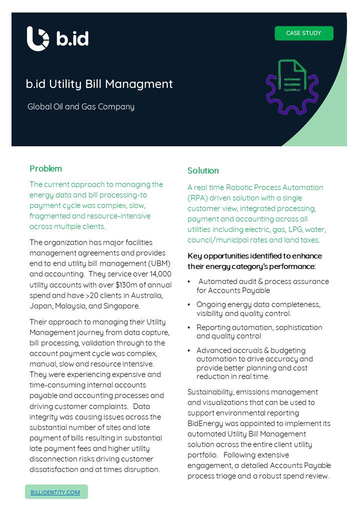 B.id Case study Utility Bill Management - Global Gas and Oil Company